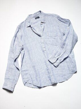 GAP White and Blue Stripe 100% Linen Tunic Top L
